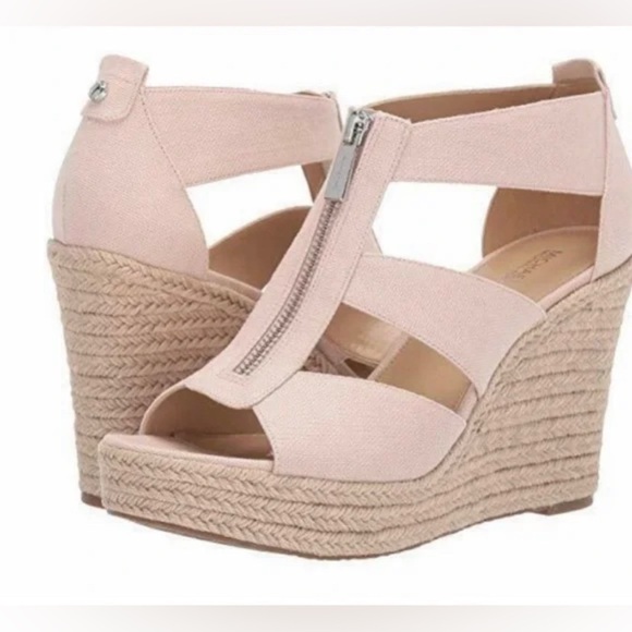 Michael Kors Damita Canvas Espadrilles Wedge Sandals Size 7 - Picture 1 of 13
